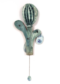Le cactus doux - bois, argile, aquarelle, encre acrylique et stylo bille ©Floriane Musseau